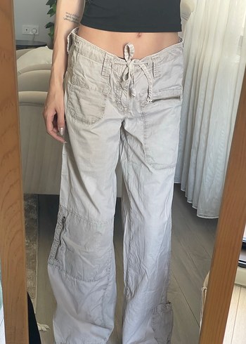Y2k Bej Loose Fit Kadın Pantolon