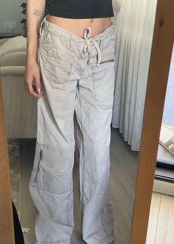 Diğer Y2k Bej Loose Fit Kadın Pantolon