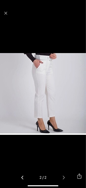 Beyaz kumaş yüksel bel pantolon