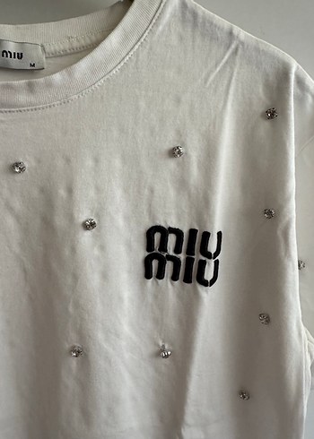 m Beden beyaz Renk Miu Miu Beyaz Payetli Tişört