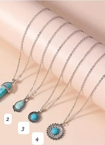 Boho tarzı turkuaz kolye (2 numara)
