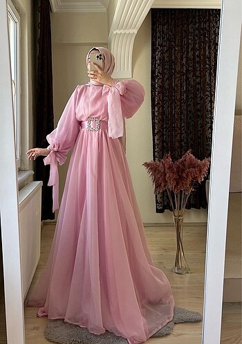 Pembe Tesettür Abiye