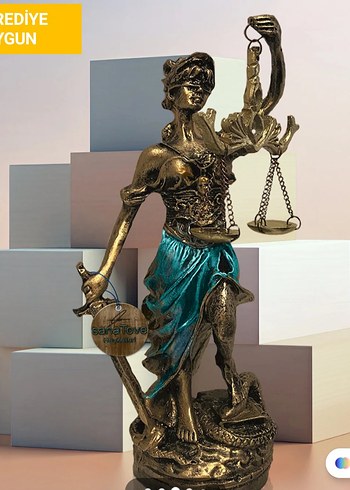 Altın Renkli Adalet Heykeli Figürü - Görsel 5