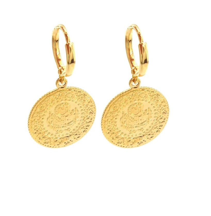 Altın Renkli Midi Uzunlukta Dantel Detaylı Bohem Küpe - Görsel 5