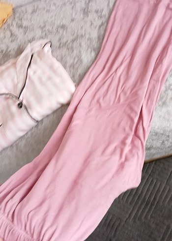 Pembe Kısa Kollu Midi Kadın Pijama Takımı - Görsel 4