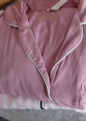 Pembe Kısa Kollu Midi Kadın Pijama Takımı - Görsel 2