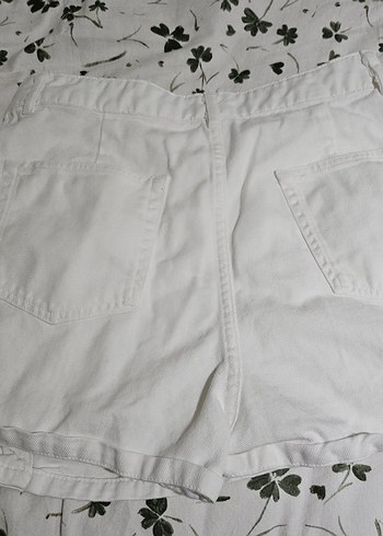 Düğmeli Beyaz Hamile Keten Şort - Görsel 2