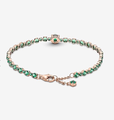 Beden yeşil Renk Pandora Model Rose Plated Tennis Bileklik