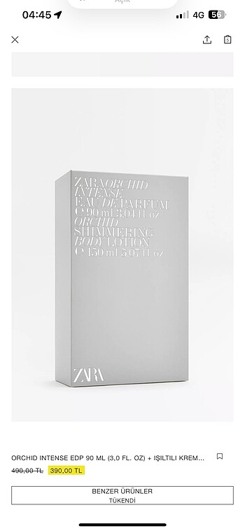 Zara Zara Orcihd Intense Edp & Işıltılı Krem