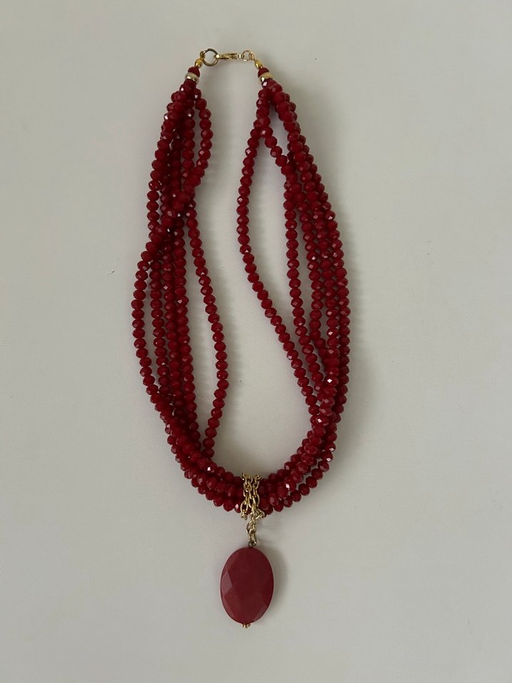 アクセサリー shota Zen Diamond Bordo Kristal Taşlı ve Yakut Taşl | Gardrops