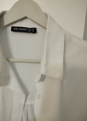 Düğmeli Beyaz Keten Gömlek - Görsel 2