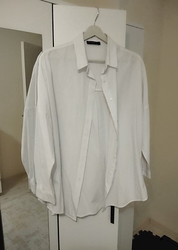 Düğmeli Beyaz Keten Gömlek - Görsel 3