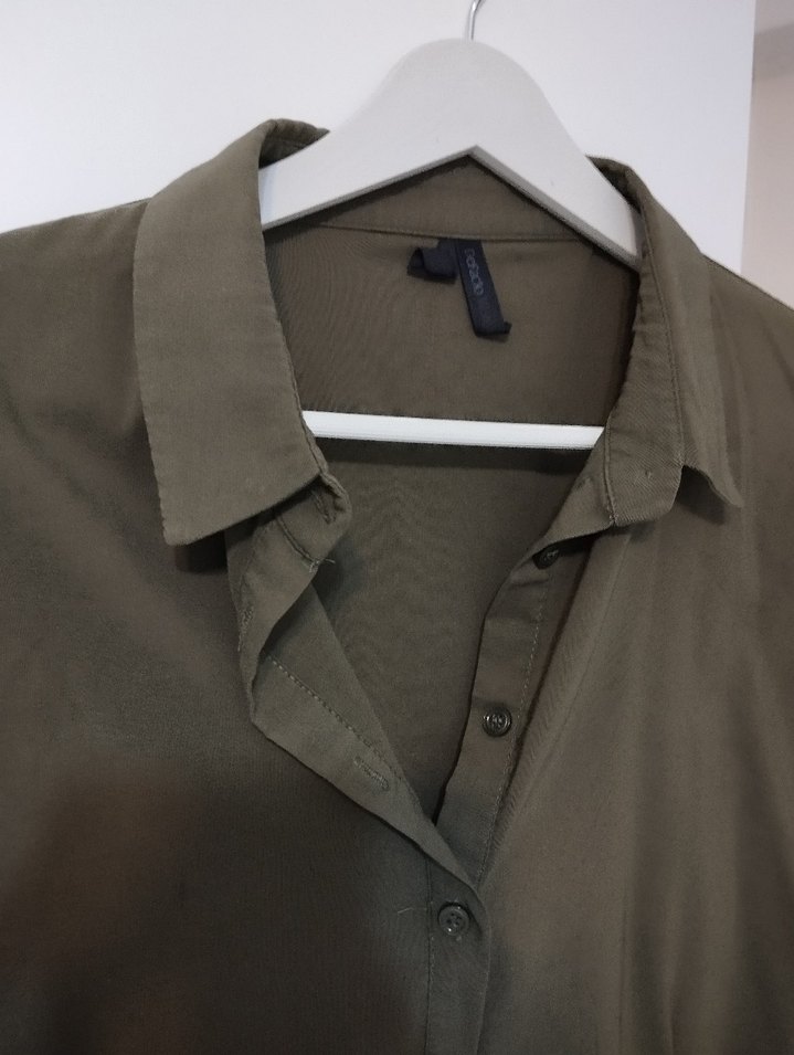 Düğmeli, Uzun Kollu Keten Kadın Gömlek - Görsel 3