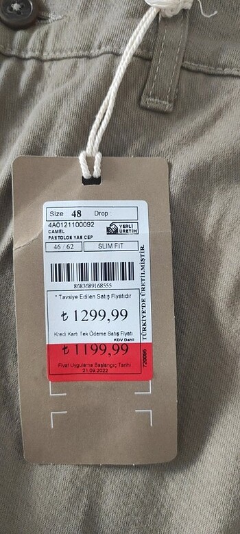 31 Beden Altınyıldız Erkek Pantalon 