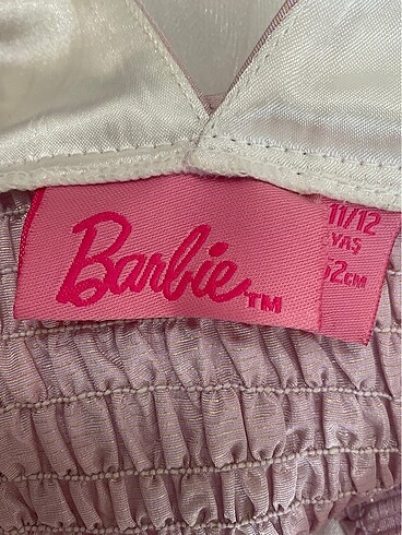 11-12 Yaş Beden Barbie Lisanslı Kız Çocuk Simli Tütü Ve Çiçekli Abiye Elbise