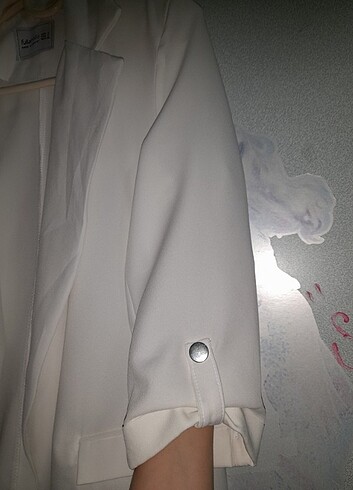 s Beden Beyaz likralı blazer ceket 