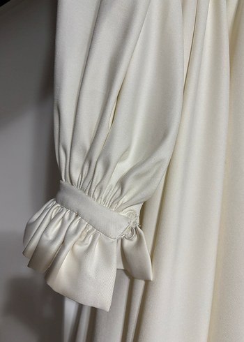 Uzun Beyaz Drapeli Gelinlik - Görsel 7