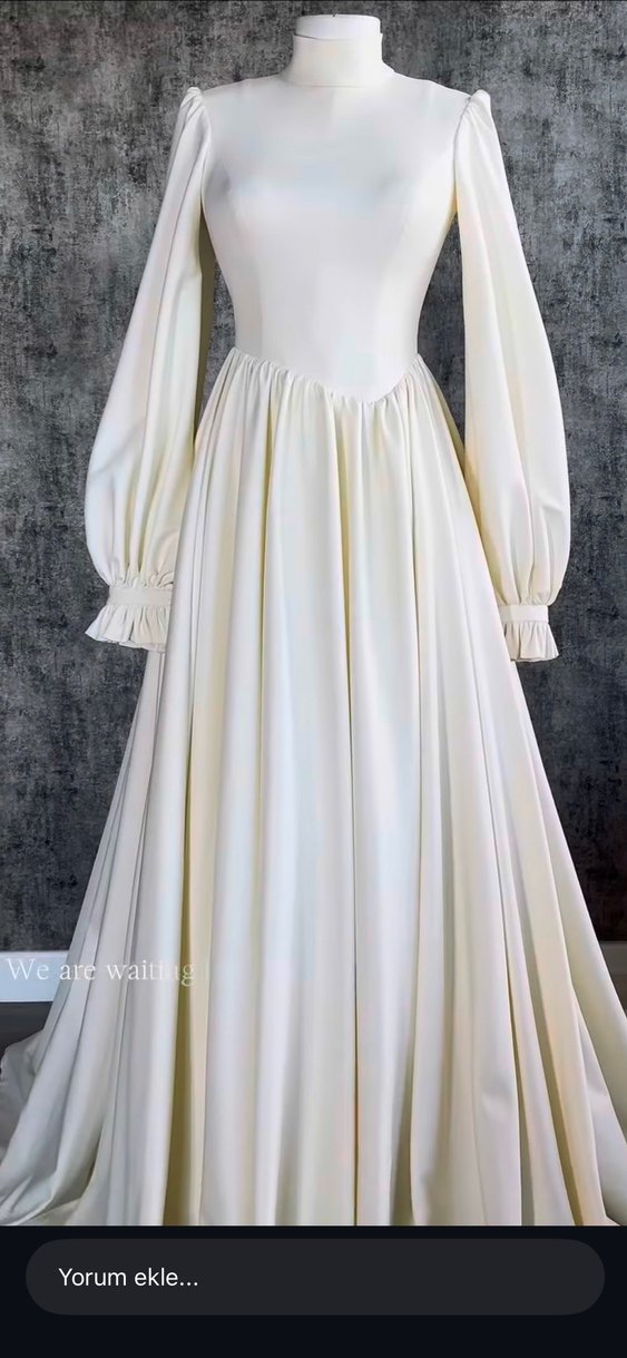 Uzun Beyaz Drapeli Gelinlik - Görsel 4