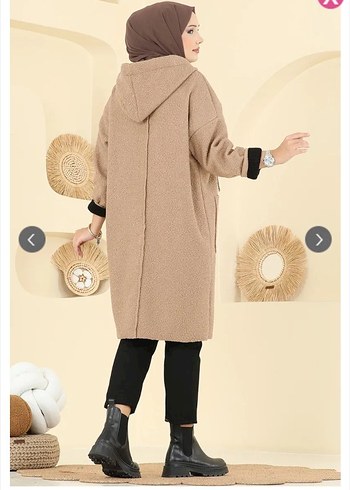 Kahverengi Uzun Sıcak Kadın Ceket - Görsel 5