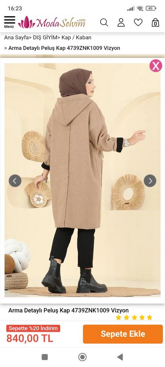 Kahverengi Uzun Sıcak Kadın Ceket - Görsel 5