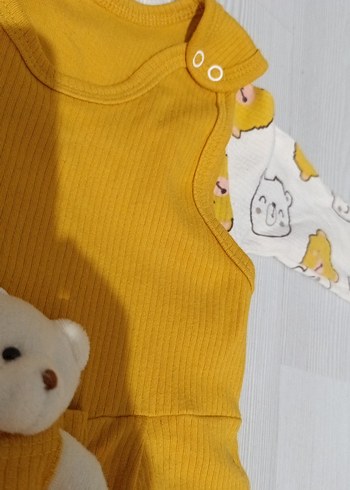 Sarı Örme Bebek Tulumu Ayıcık Detaylı - Görsel 3