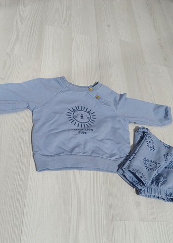 mavi Baskılı Erkek Bebek Uzun Kollu Takım - Görsel 2