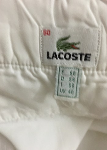 Lacoste Beyaz Pamuklu Kemerli Kadın Pantolon