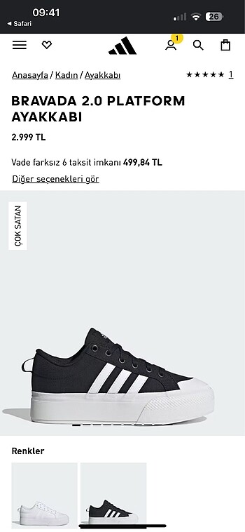 39,5 Beden Adidas spor ayakkabı