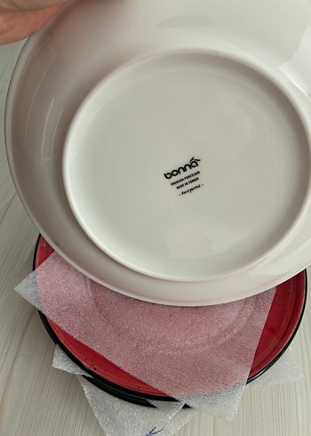 Beden kırmızı Renk Kırmızı bonna porselen Tabak Seti 25 cm 6 adet