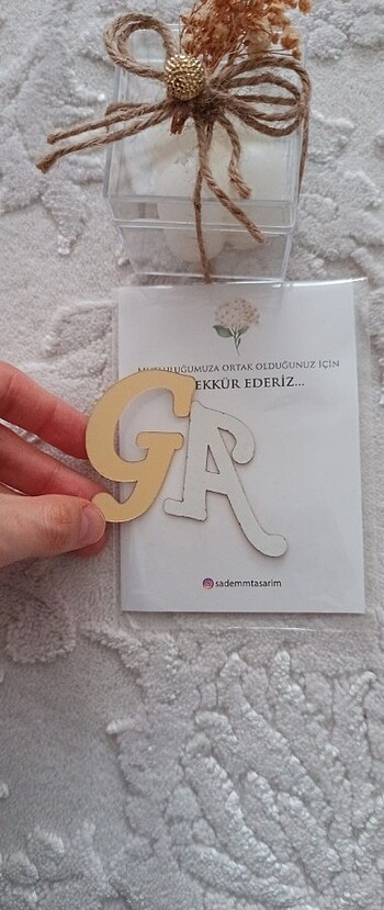 Arkası yapışkanlı harf  G ve A ve mum hediyeli - Görsel 8