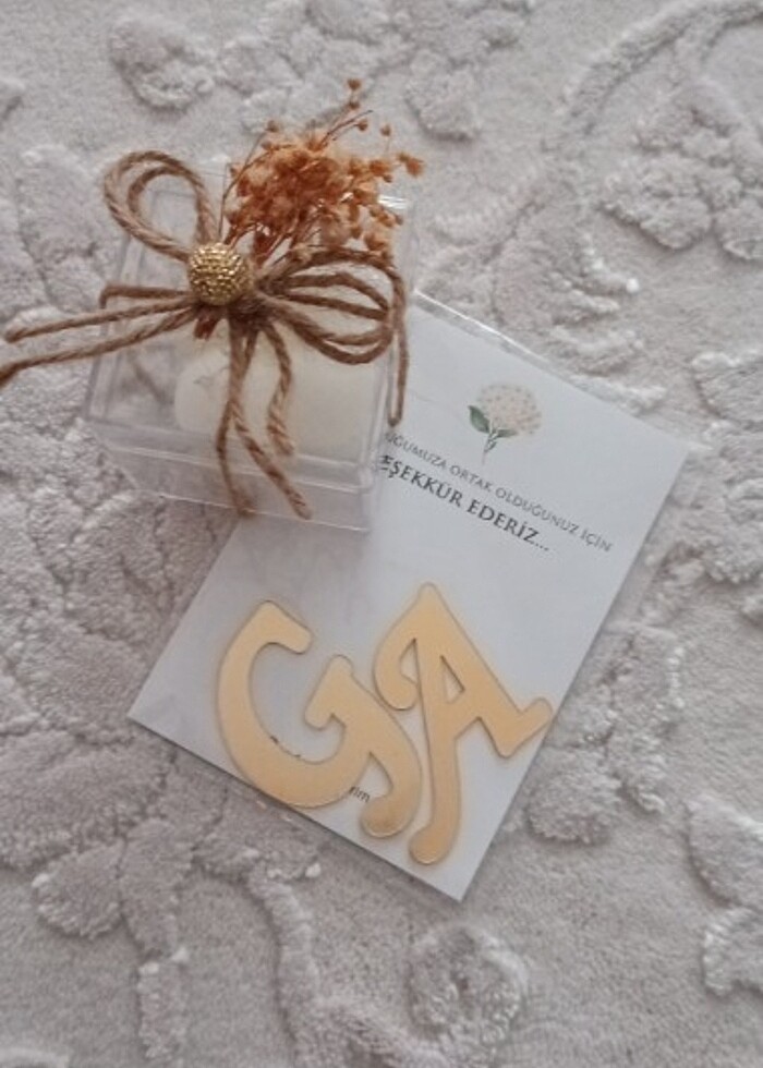 Arkası yapışkanlı harf  G ve A ve mum hediyeli - Görsel 3