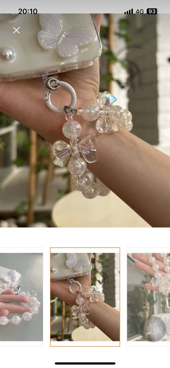 Şeffaf Kurdeleli Boncuklu Zincir Detaylı telefon charmı - Görsel 4