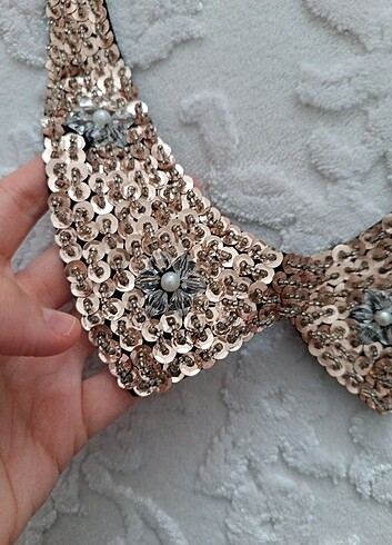 Pullu boncuklu yaka aksesuar yakalık - Görsel 5