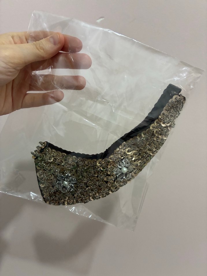 Pullu boncuklu yaka aksesuar yakalık - Görsel 2