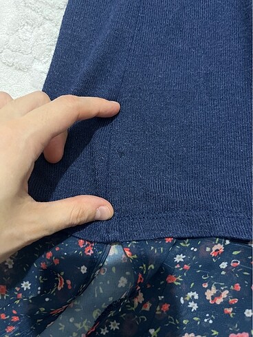 LC Waikiki Lacivert çiçekli şifon polyester tunik