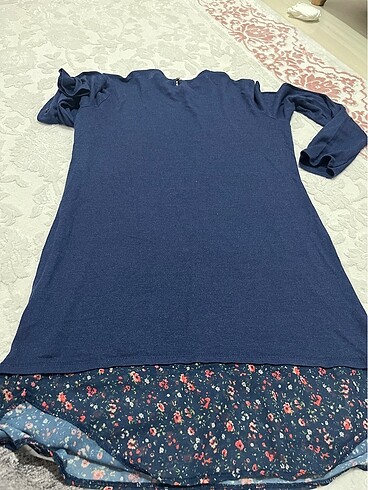m Beden lacivert Renk Lacivert çiçekli şifon polyester tunik