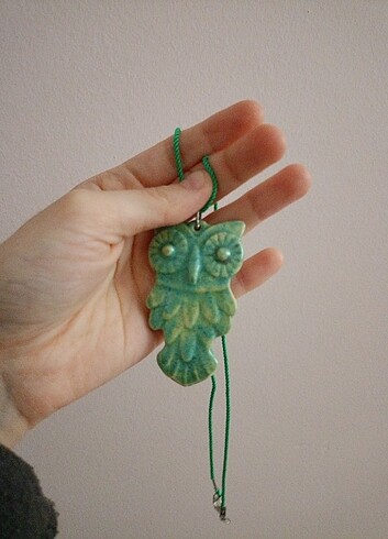 Seramik el yapımı baykuş kolye - Görsel 3