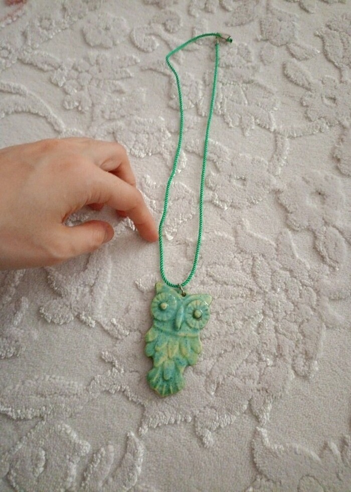 Seramik el yapımı baykuş kolye - Görsel 2