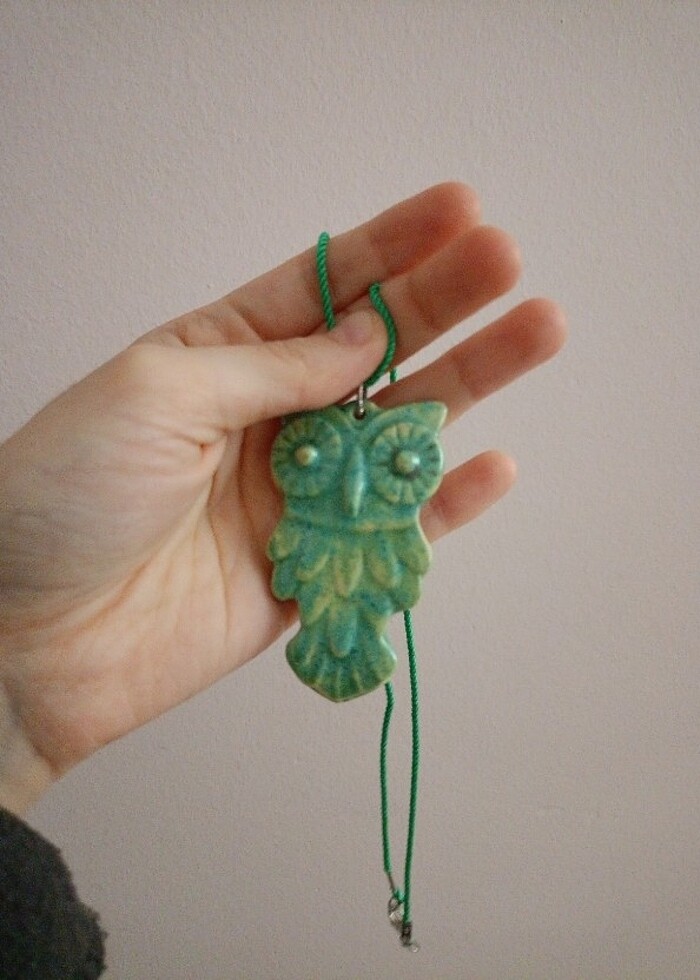 Seramik el yapımı baykuş kolye - Görsel 3