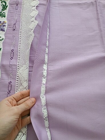 Çift kişilik lila pamuk saten nakışlı nevresim takımı - Görsel 9