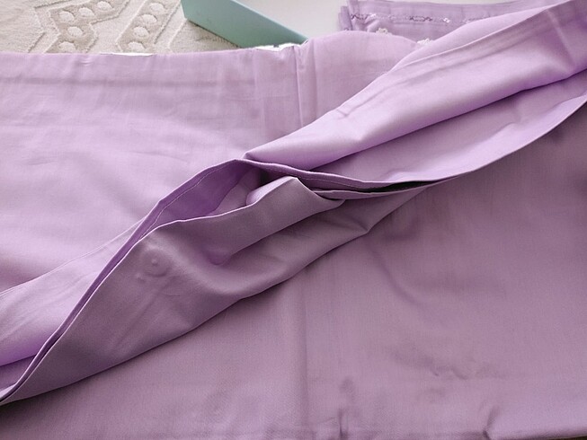 Çift kişilik lila pamuk saten nakışlı nevresim takımı - Görsel 15