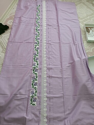 Çift kişilik lila pamuk saten nakışlı nevresim takımı - Görsel 13
