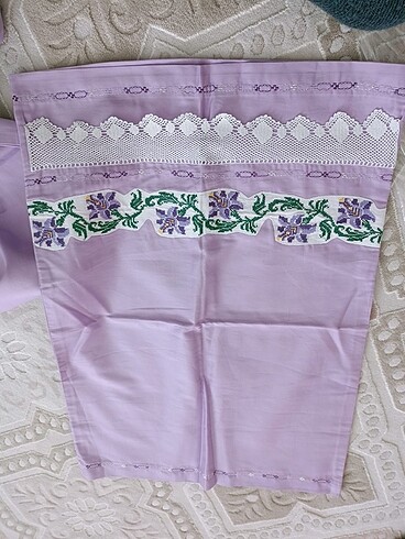 Çift kişilik lila pamuk saten nakışlı nevresim takımı - Görsel 17