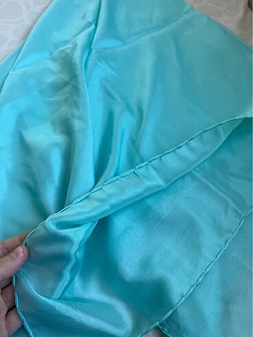 Turkuaz reyon eşarp aksesuar çanta fular - Görsel 7