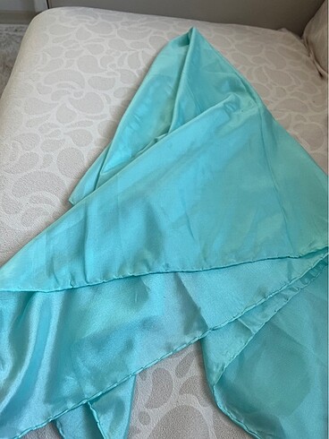 Turkuaz reyon eşarp aksesuar çanta fular - Görsel 8