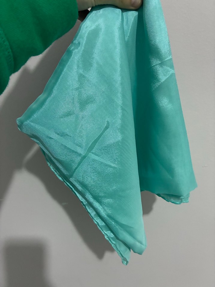 Turkuaz reyon eşarp aksesuar çanta fular - Görsel 3