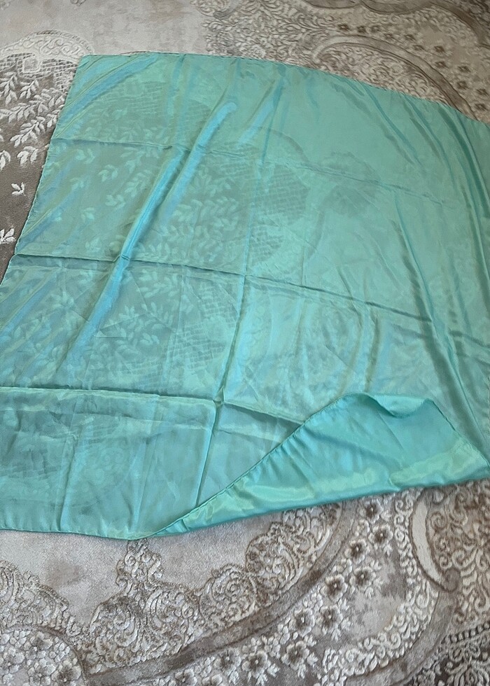 Turkuaz reyon eşarp aksesuar çanta fular - Görsel 4