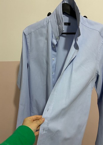 Pierre Cardin Mavi pamuklu Erkek Gömlek, Düğmeli, Regular Fit - Görsel 3