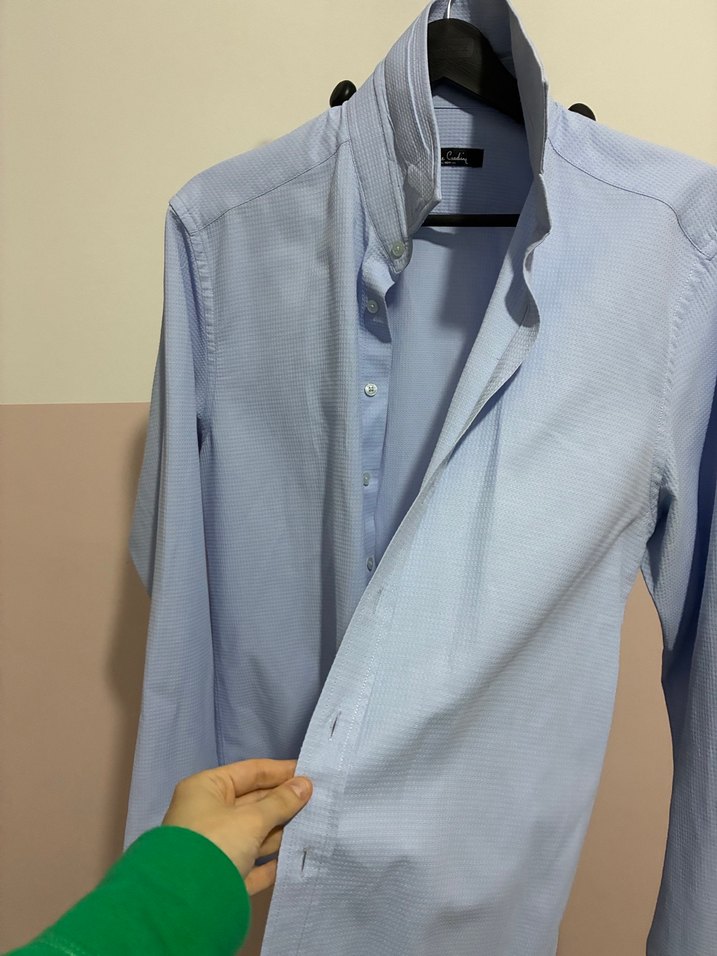 Pierre Cardin Mavi pamuklu Erkek Gömlek, Düğmeli, Regular Fit - Görsel 3