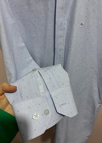 Erkek Mavi Düğmeli Uzun Kollu Gömlek Pierre cardin - Görsel 7